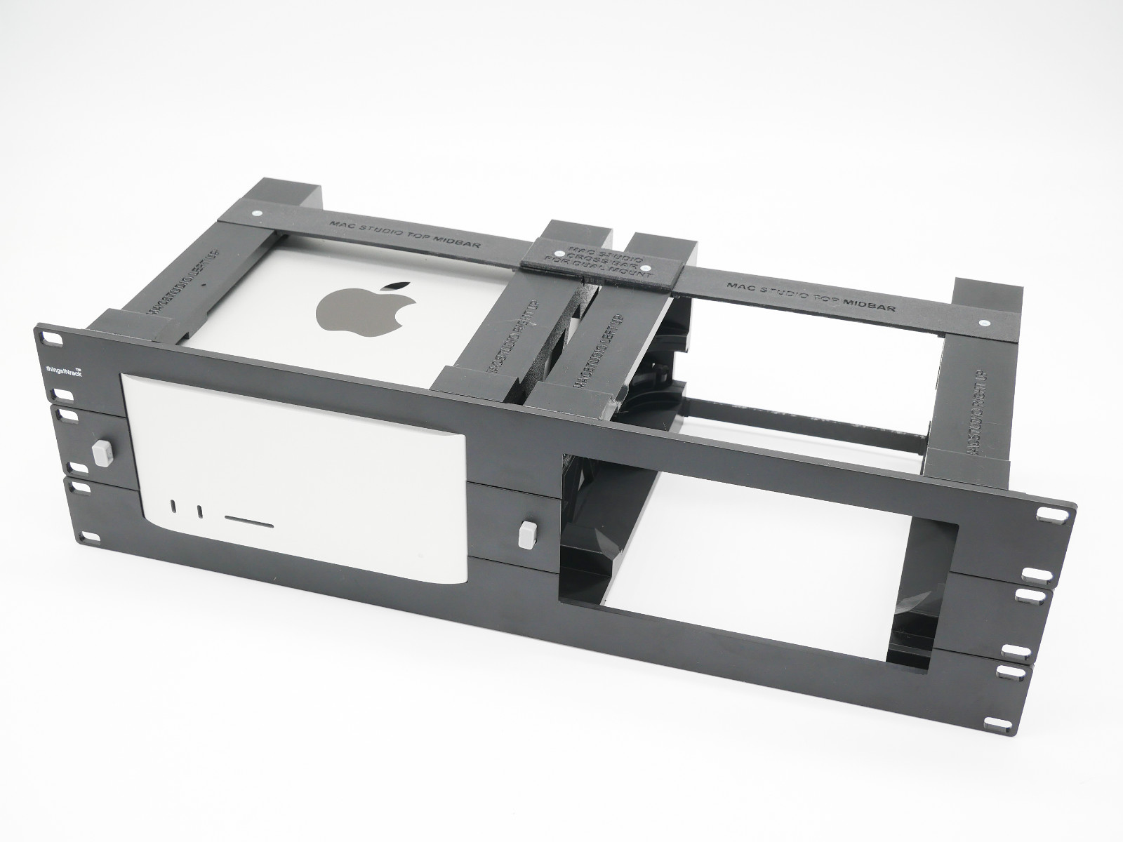 Rack mount for 2 apple mac studio with remote on/off button - Select color.