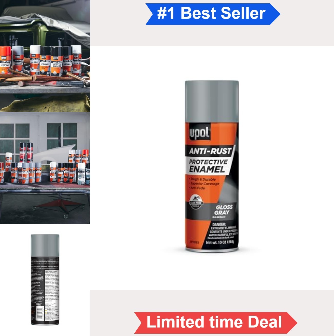 Anti Rust Enamel Spray Paint Gloss Smoke Gray 10 Oz For Metal Plastic Anti-Fade
