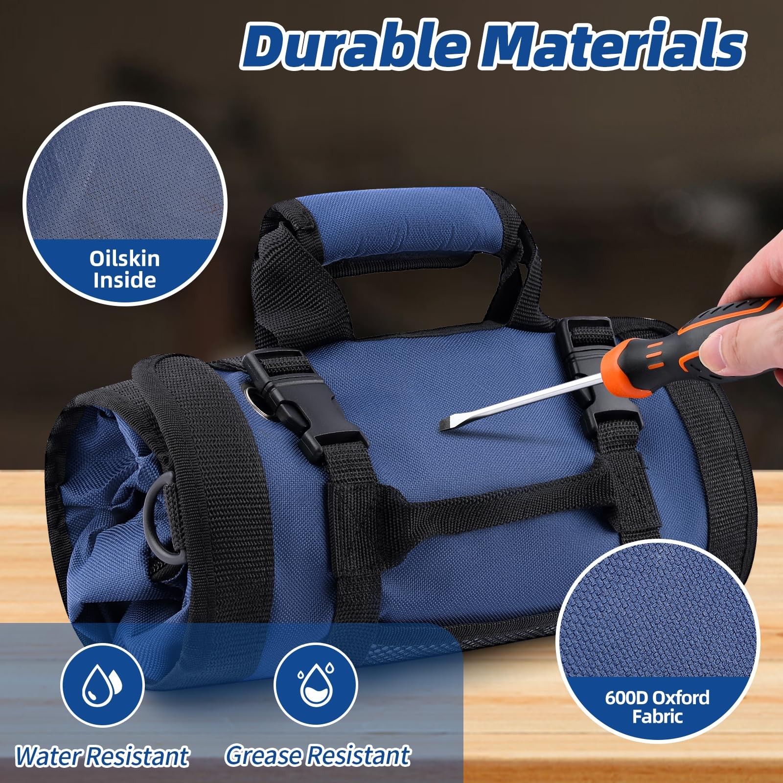 Tool Roll Bag, Heavy Duty Tool Organizer Roll Up, Portable Tool Storage Bag E...