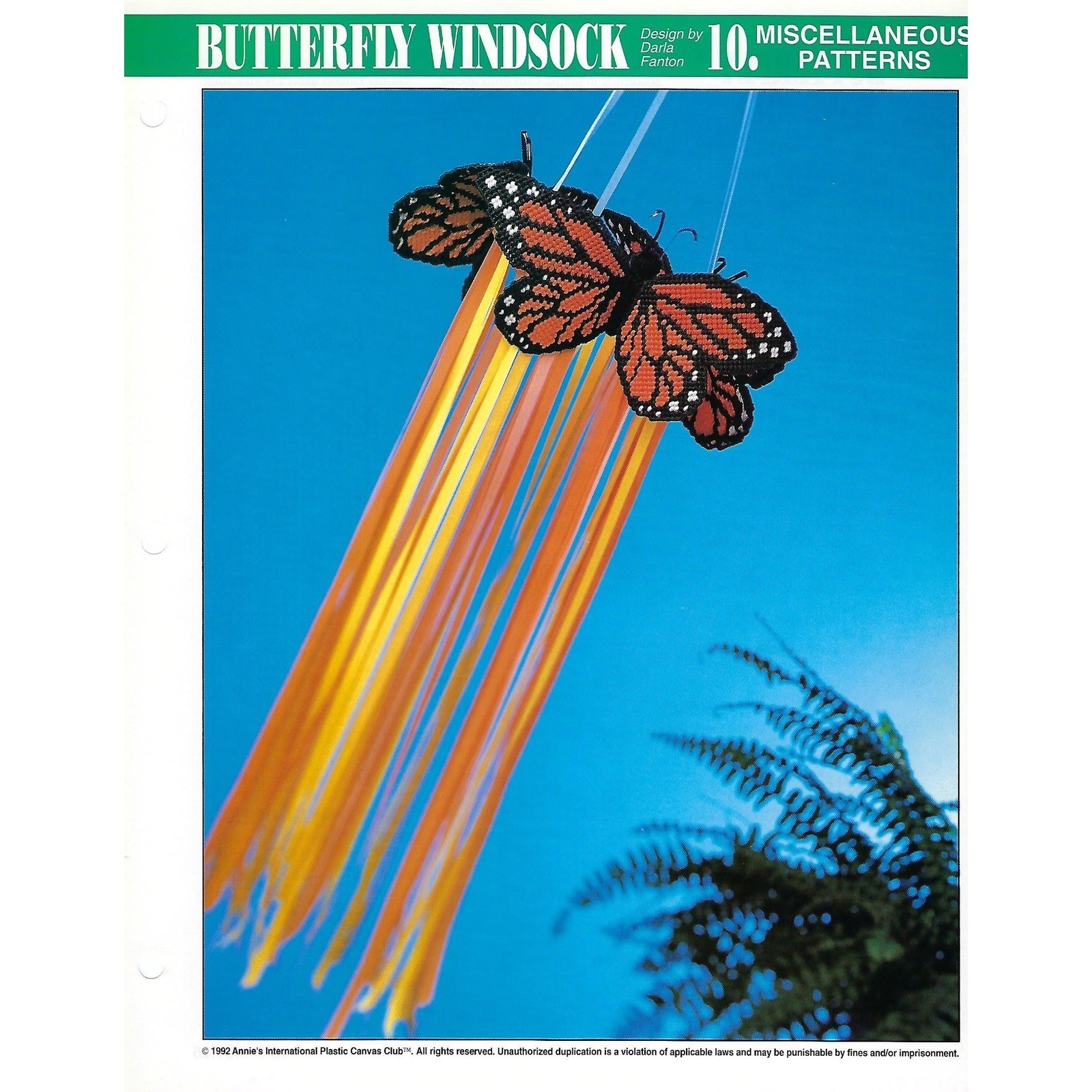 Butterfly Windsock Plastic Canvas Pattern Annie's International Pattern Club
