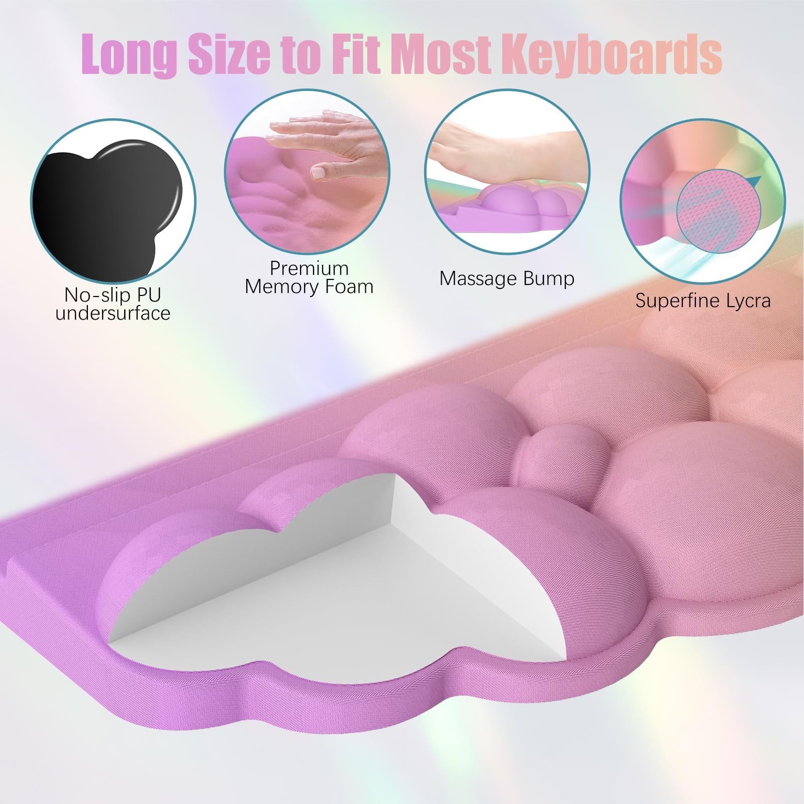 Ergonomic Wrist Rest for Keyboard, Soft Memory Foam Cloud Keyboard Stand Pad ...