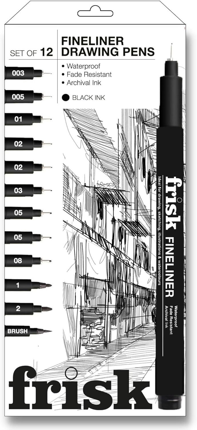 Frisk Fineliner Drawing Pens - Sets of 3 - 6 - 9 - 12