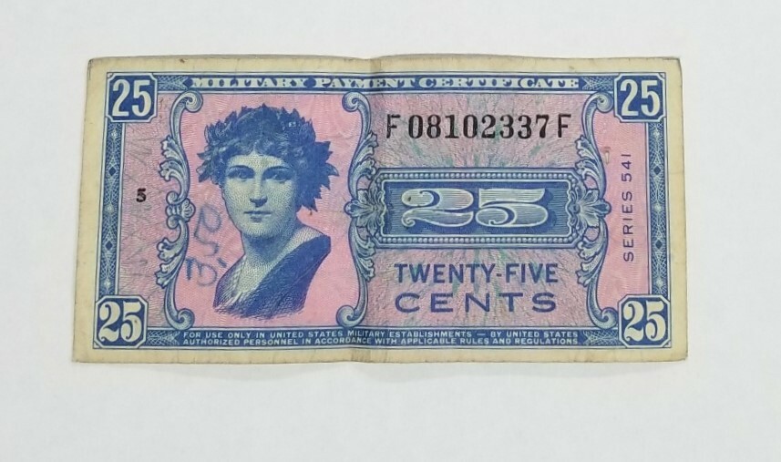 United States Military Payment Certificate 25 Cents Series 541