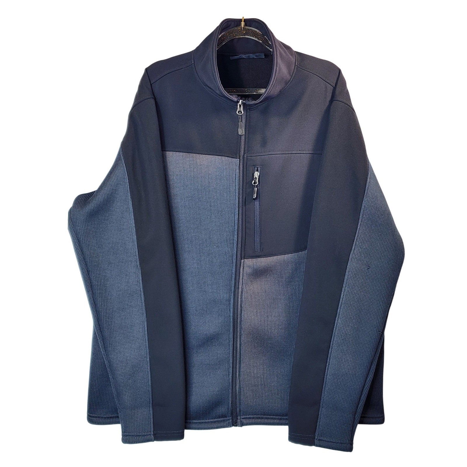 SwissTech Men Jacket L Greystone Full Zip Fleece Knit Hybrid Outdoor Techwear