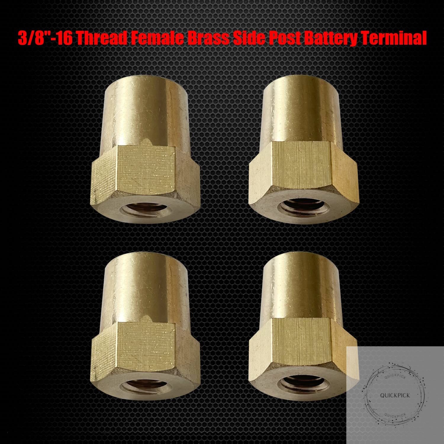 3/8"-16 Thread Female Brass Battery Terminal Post Adapter Battery Charging Post