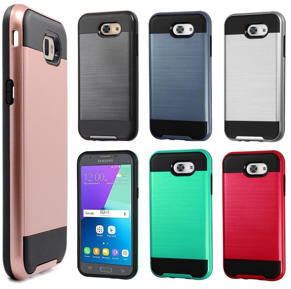 For Samsung Galaxy J3 Eclipse /J3 2017 - BRUSHED HYBRID ARMOR HARD CASE COVER