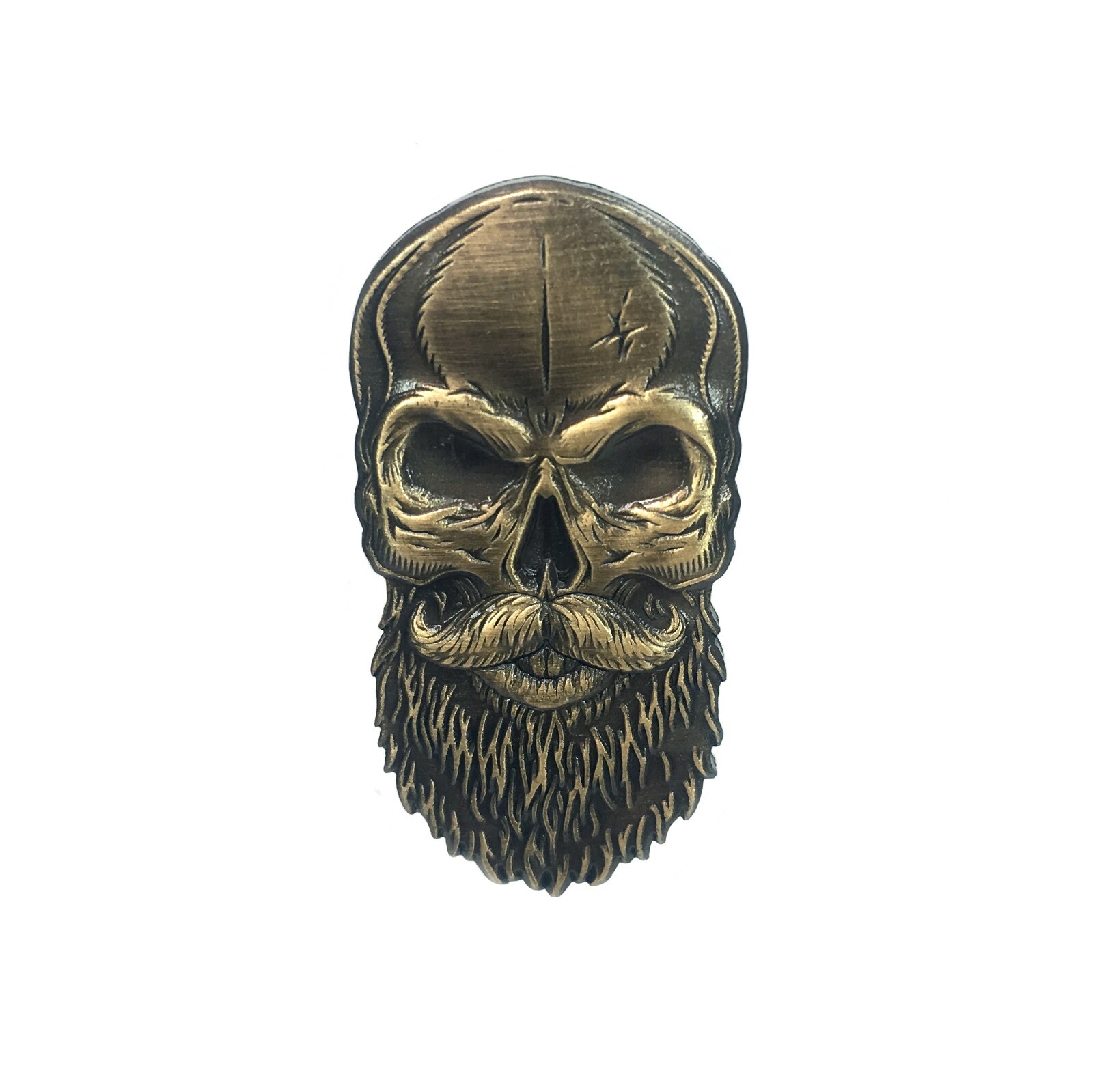 Bronze Beard Skull 3D Enamel Pin Festival Hat and Lapel Heady