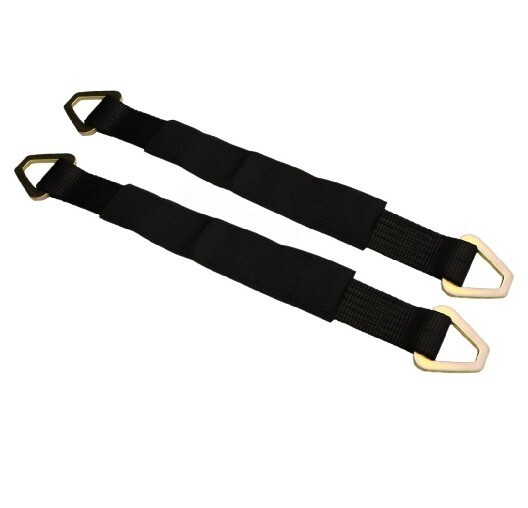36" Black Axle Tie Down Straps - 2PK Heavy-Duty for Car Towing on Flatbeds