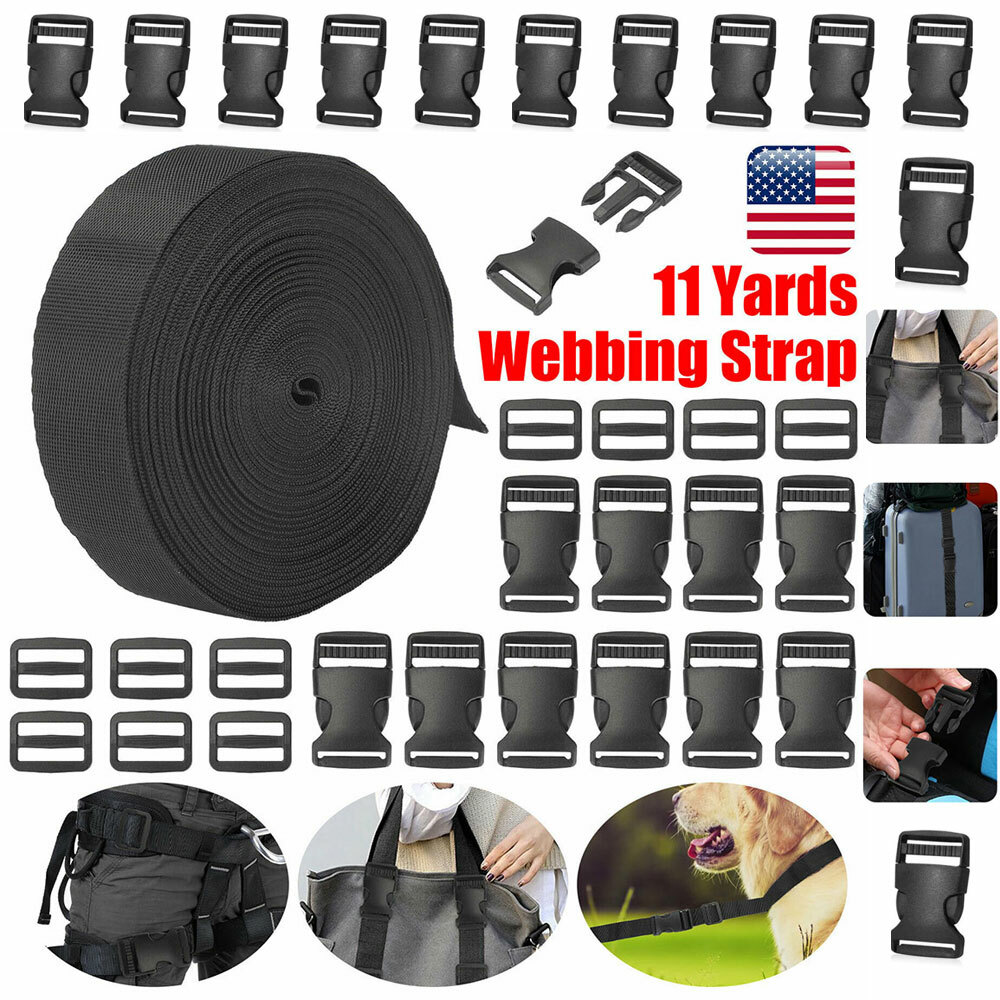 1Inch Nylon Webbing Strap Sets Plastic Flat Buckle Side Release Backpack