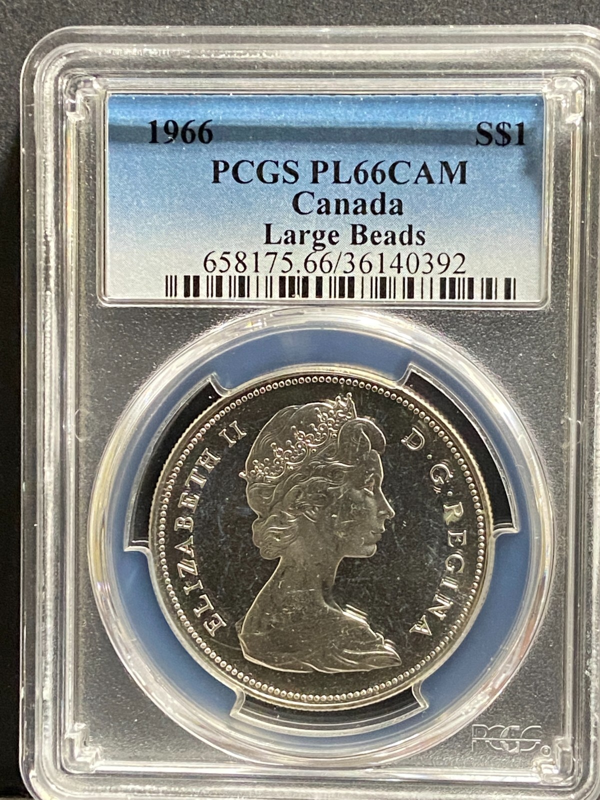1966 Canada Silver Dollar PCGS PL66CAM Cameo PL 66 (392) Large Beads