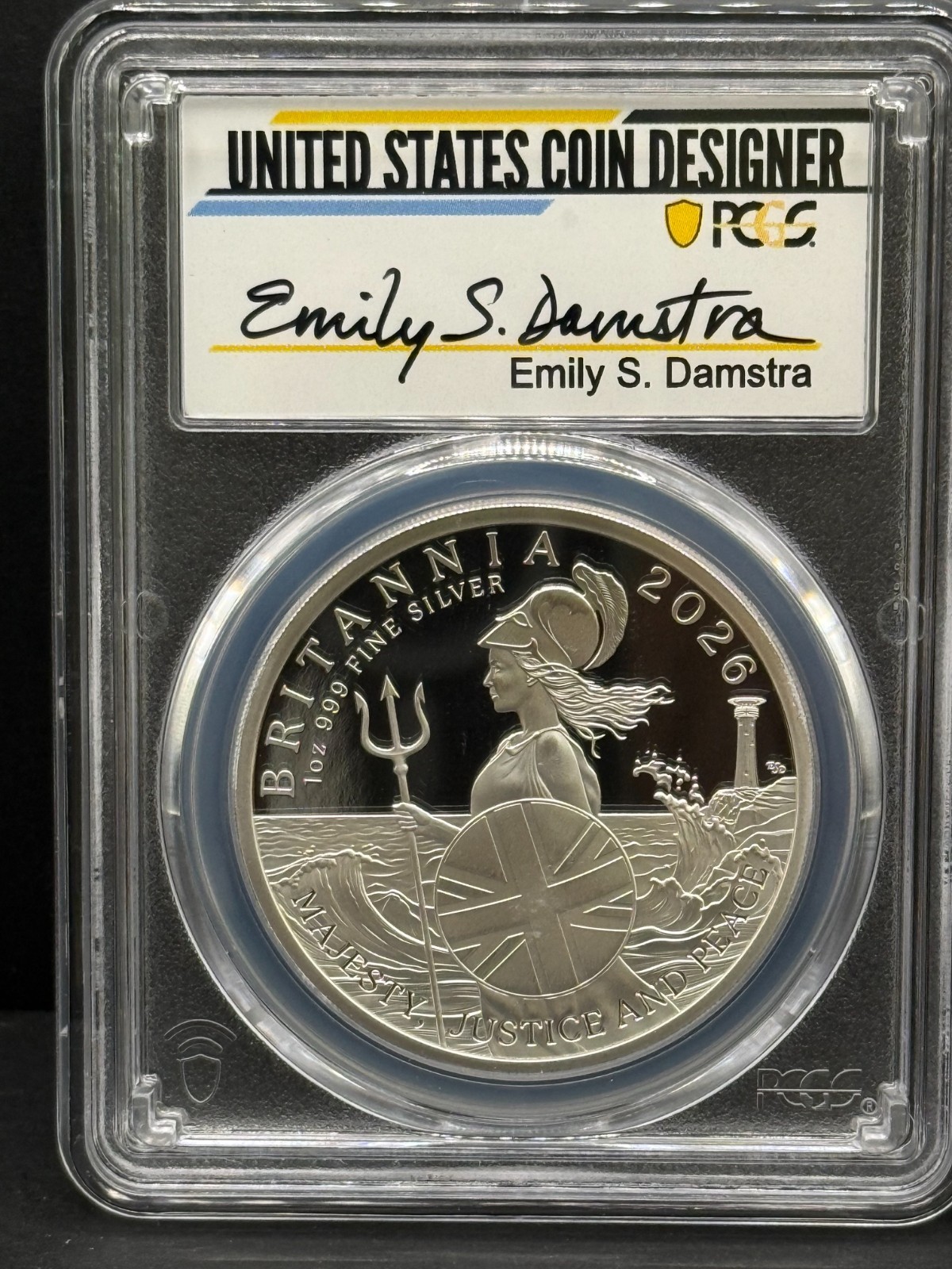 2026 G. Britain £2 1 oz Silver Britannia PCGS PR70 DCAM Advanced Release Damstra