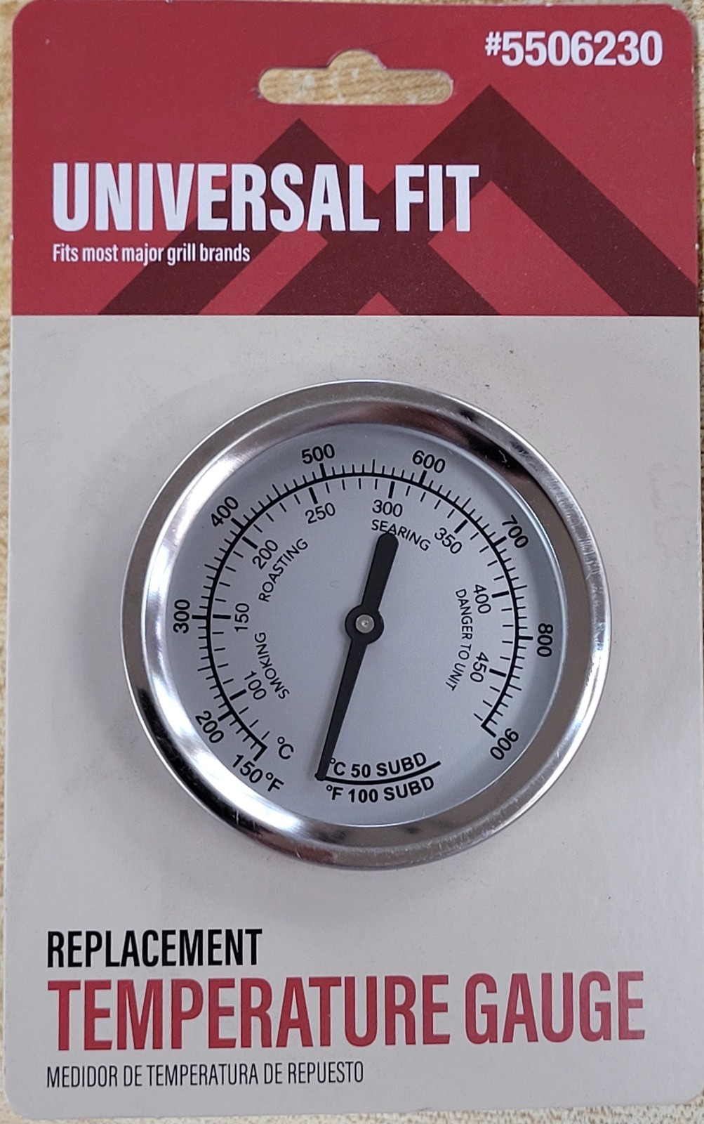 Brand New Master Forge Universal Fit Round Grill Thermometer