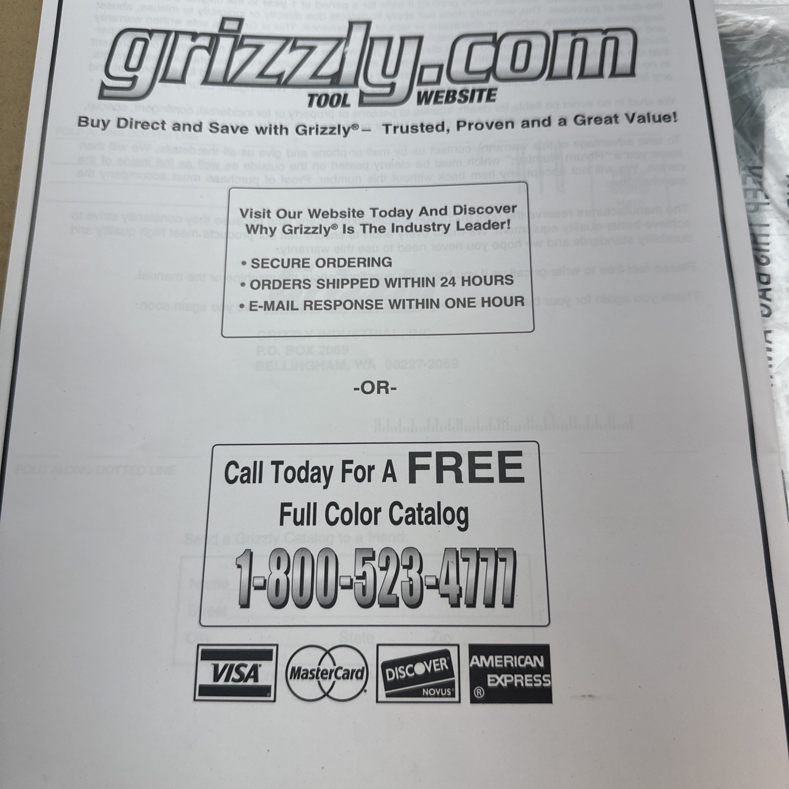 GRIZZLY H7583 Tenoning Jig New Open Box