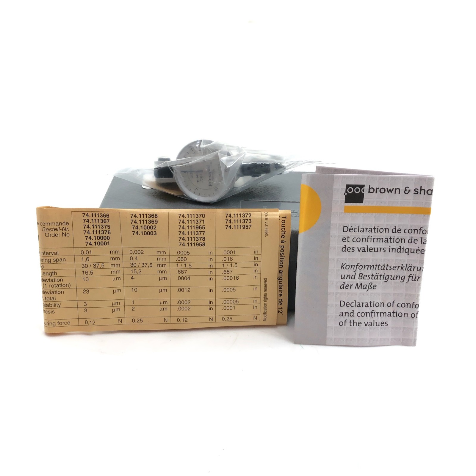 SEALED Brown & Sharpe 74.111374 Interapid Horizontal Dial Indicator, 0-0.06”