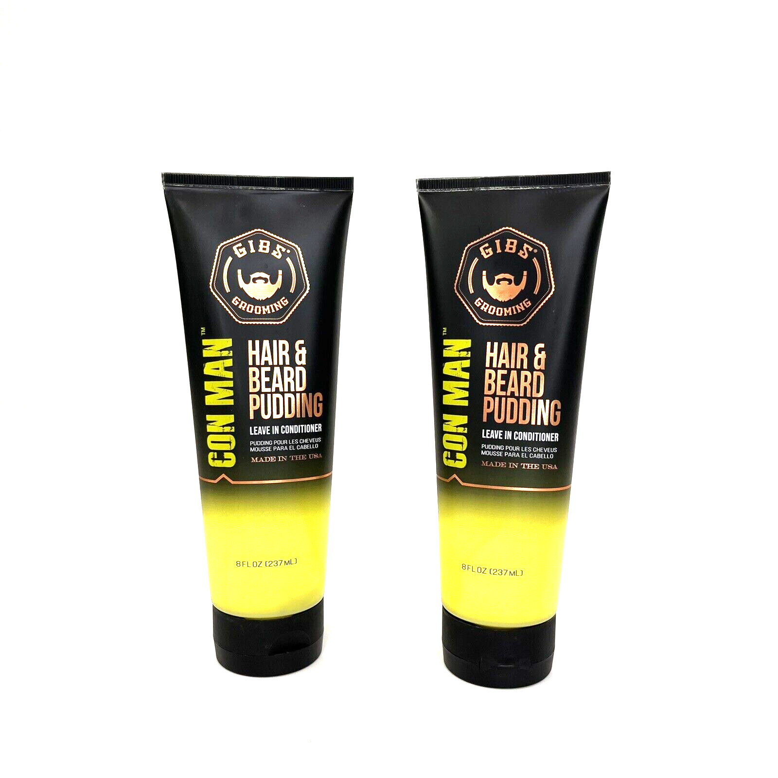 Gibs Grooming Con Man Hair & Beard Pudding 2 Pack 8 oz each Leave In Conditioner