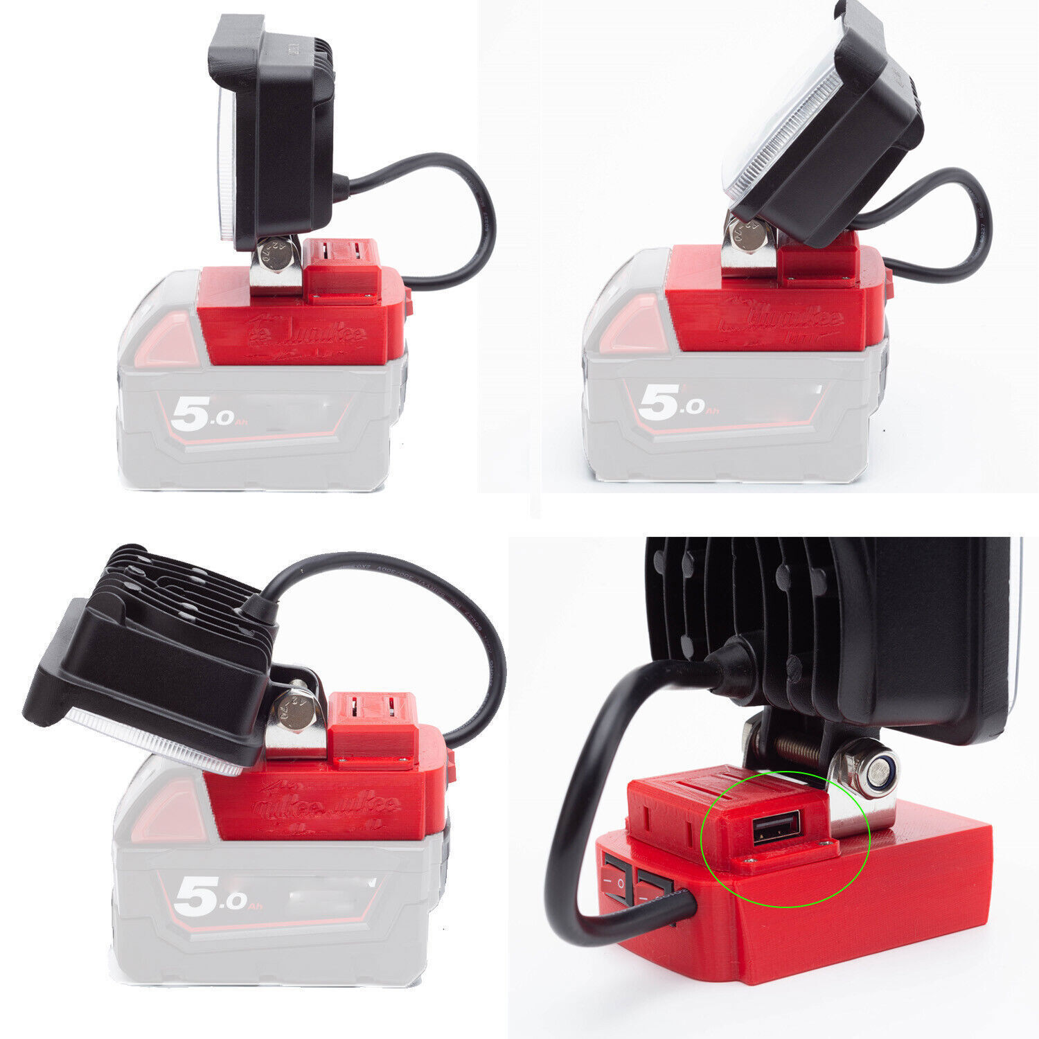 2PCS Wireless LED Work Light for Milwaukee M18 18V Battery Cordless Outdoor Lamp