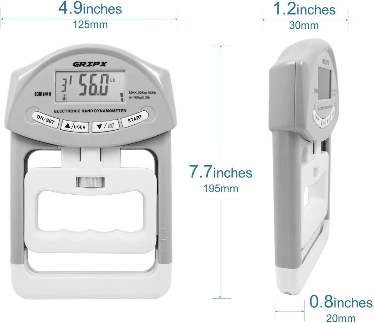Digital Hand Dynamometer Grip Strength Measurement Meter Auto Capturing Elect...