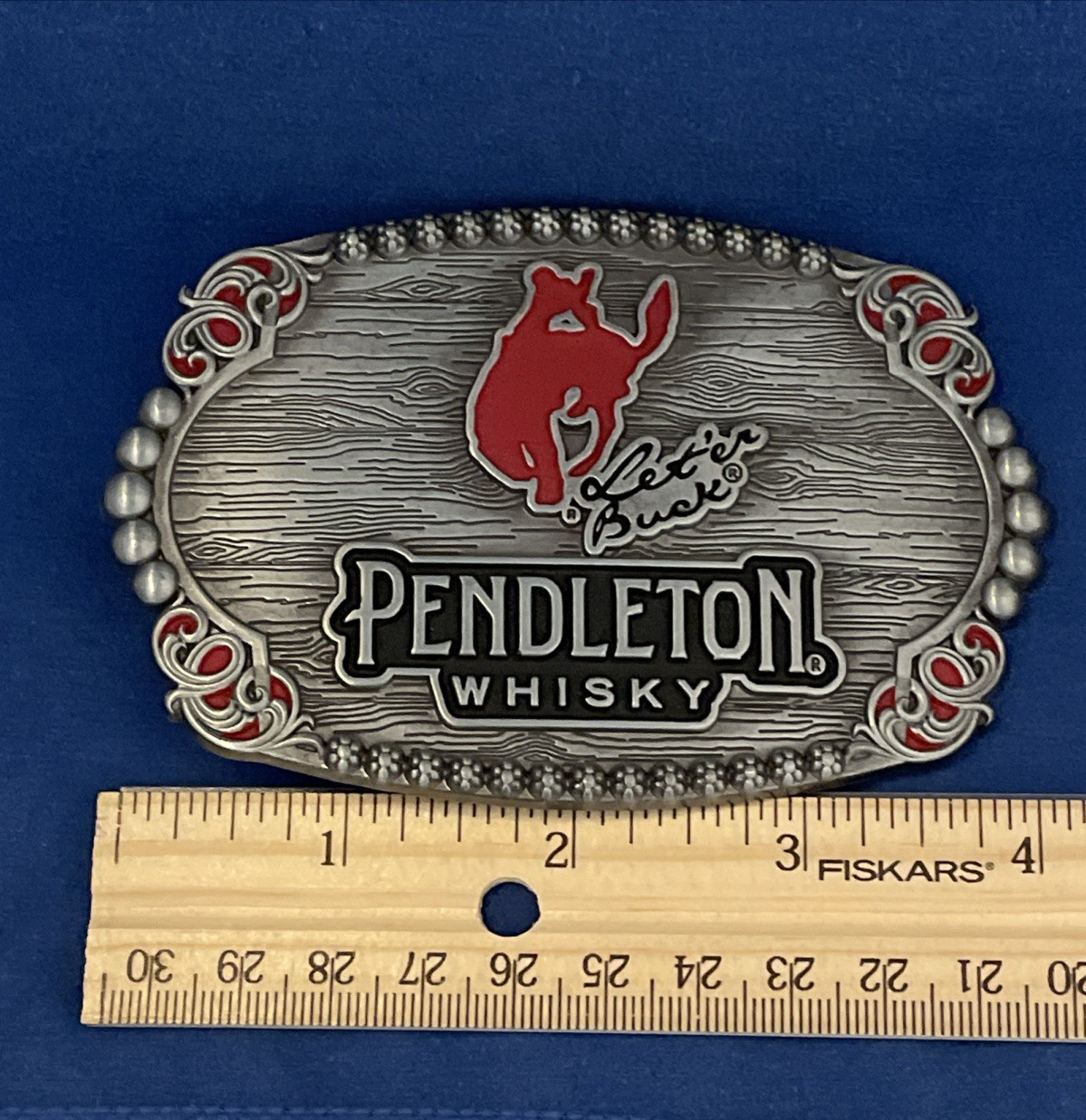 Pendleton Whiskey LET'ER BUCK Mesh Snapback Black Hat w/4" Metal Belt Buckle