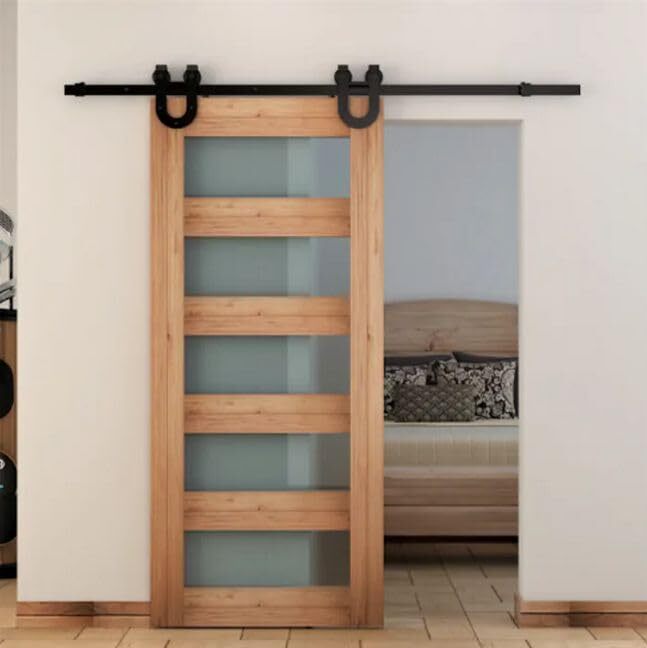 Modern Sliding Door Complete Set 200cm - Black Sliding Door System Complete Set