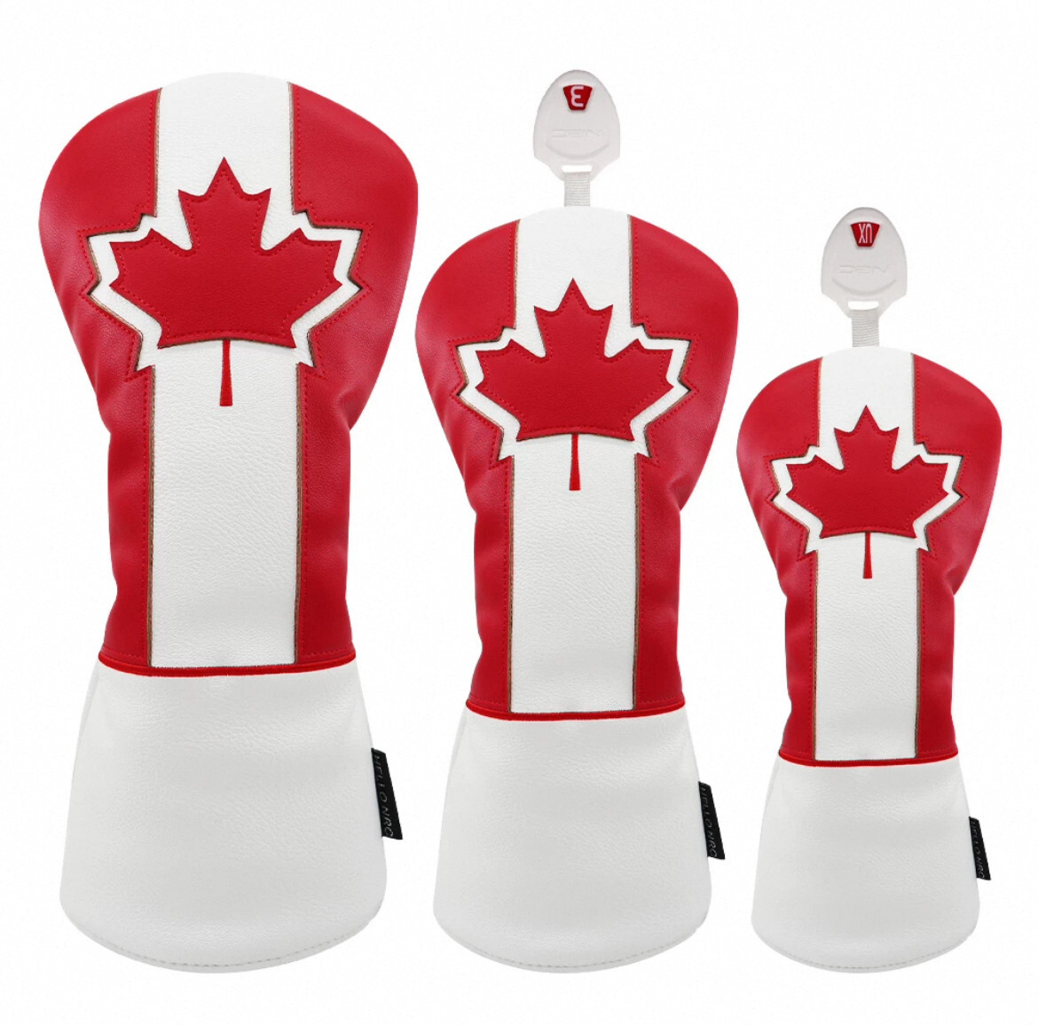 3pcs Set Golf Club Driver Fairway Wood Hybrid Head Cover National Flag of Canada