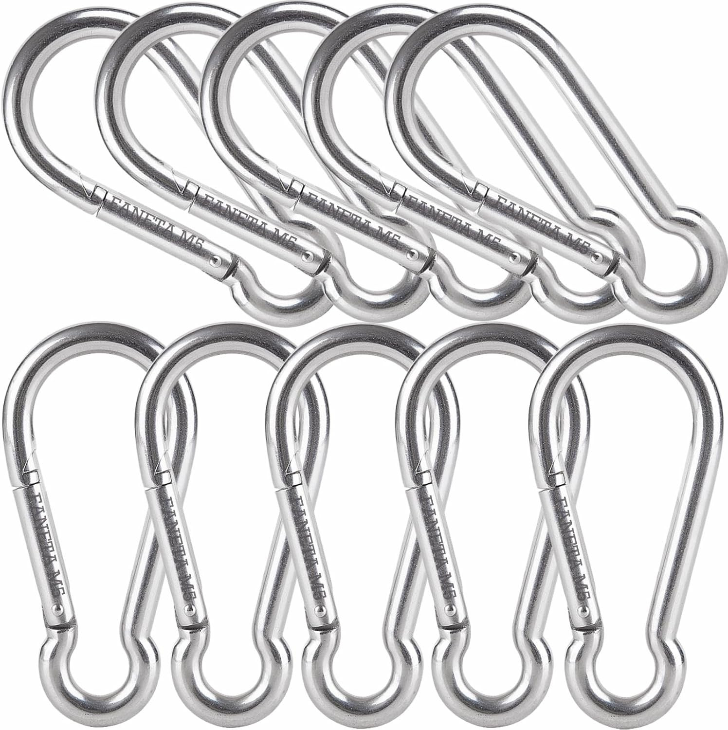 Stainless Steel Flagpole Ring  Carabiner Clips (10-Pack) | Stainless Steel 304 F