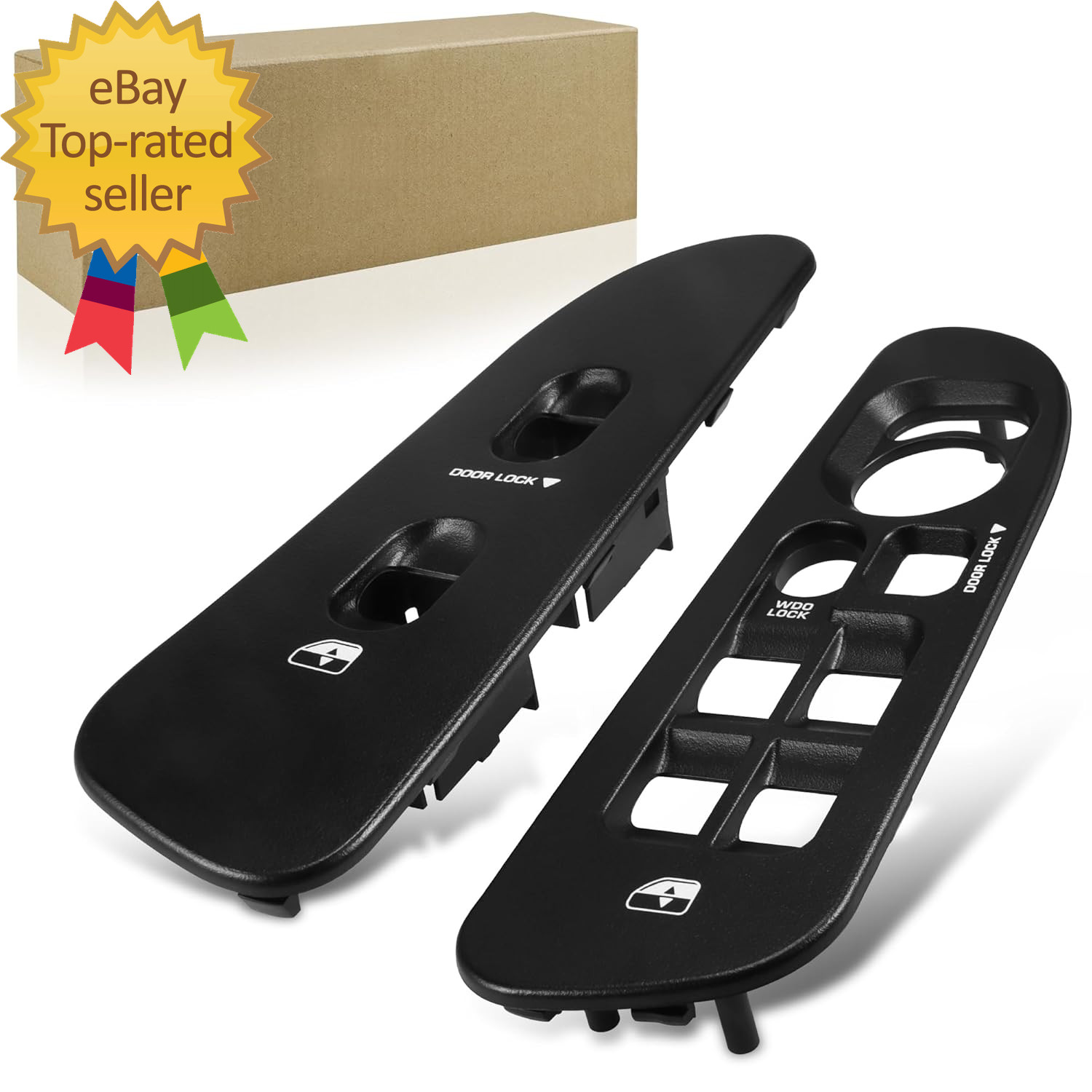 Driver and Passenger Black Door Window Switch Panel Bezel for 2002 to 2010 Dodge