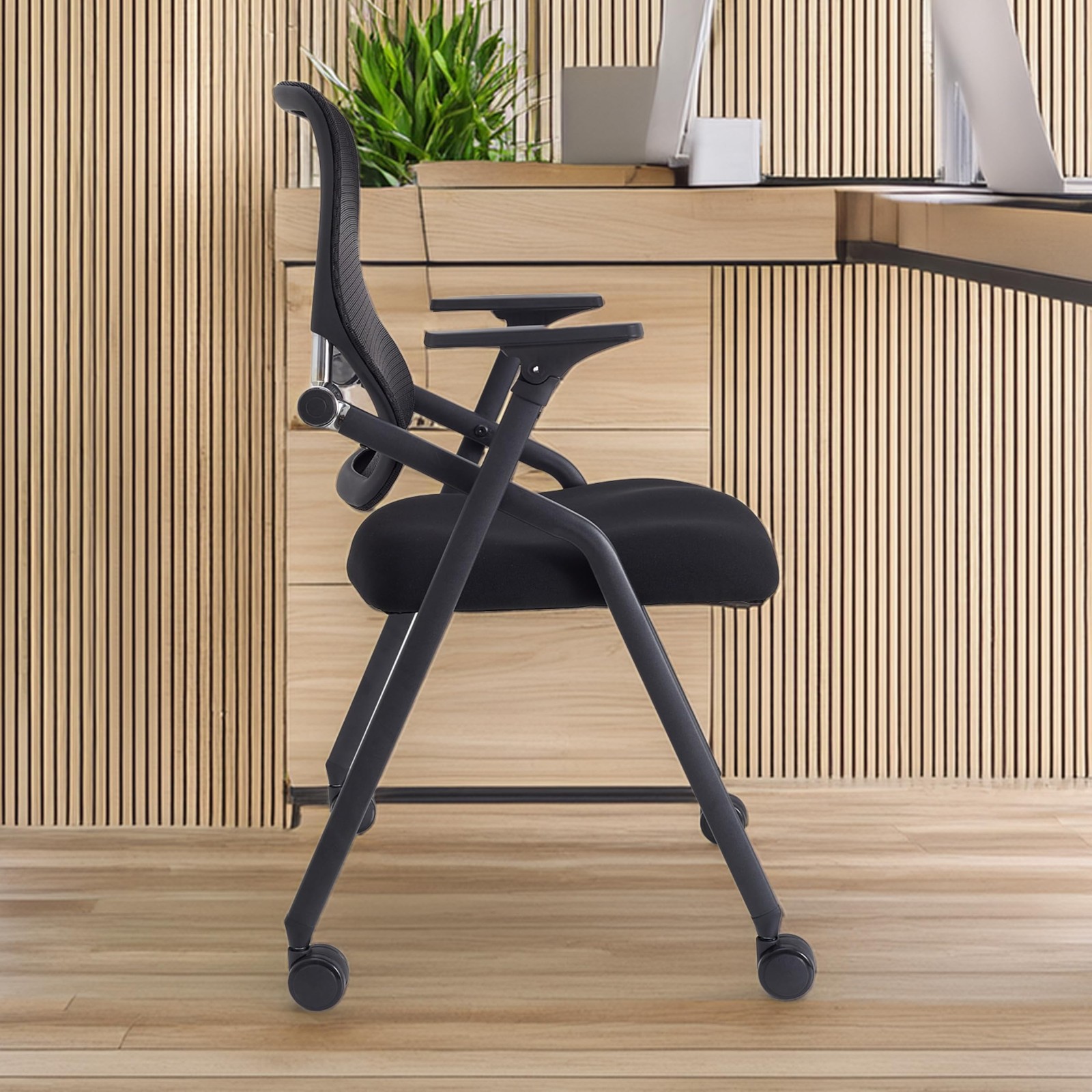 PRO, Stackable & Foldable Conference Room Chairs with 2X Thick Cushion, Lumba...