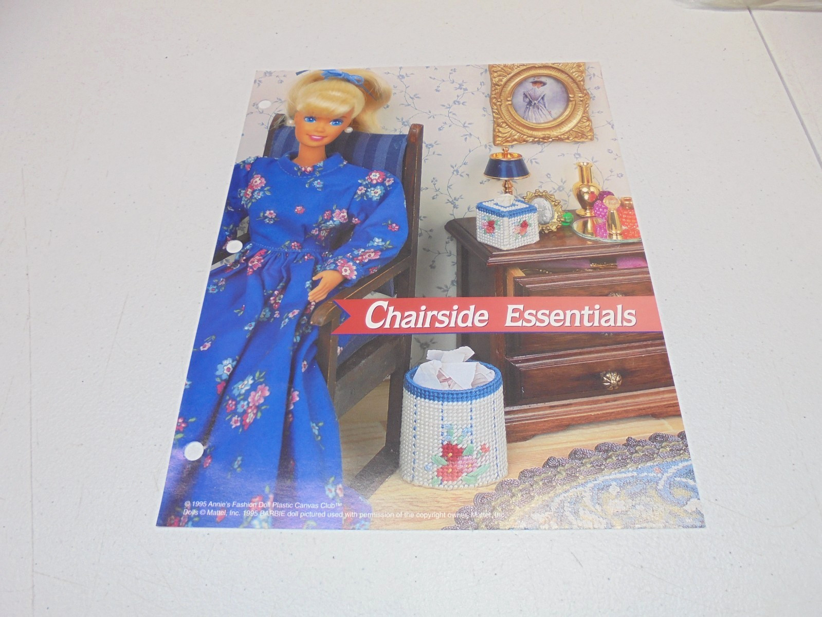 Tissue Holder Wastebasket Plastic Canvas Pattern for Fashion Dolls