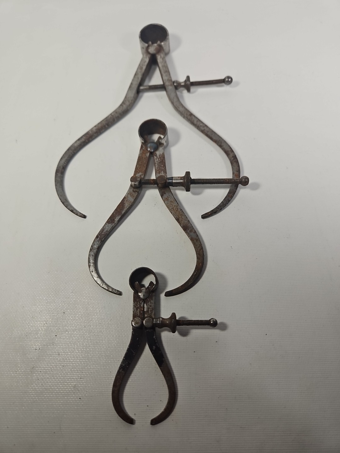 Lot of 3 Machinists Outside or Groove Caliper Tools VTG Rustic Working/Display