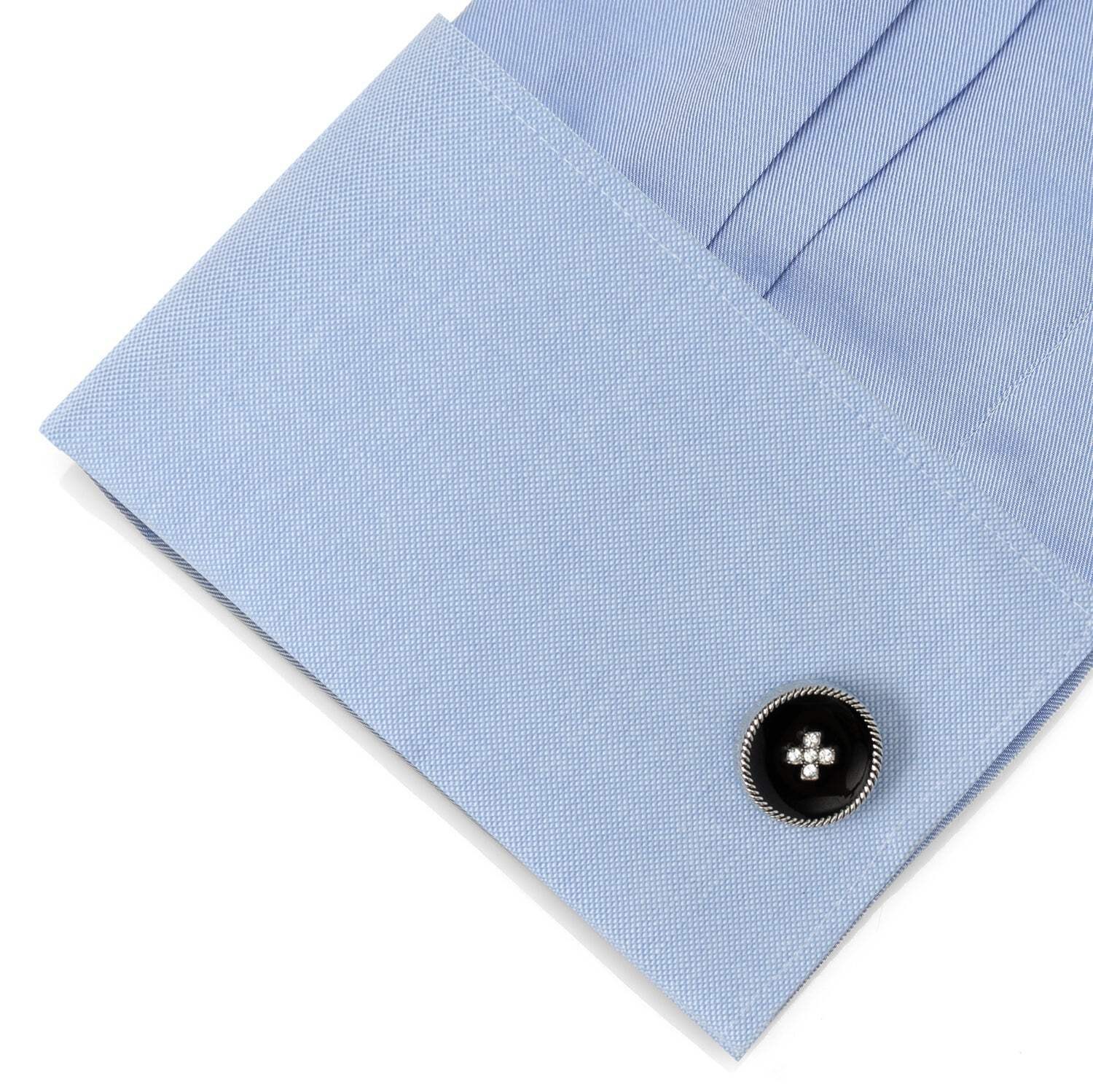 Crystal Button Rope Cufflinks