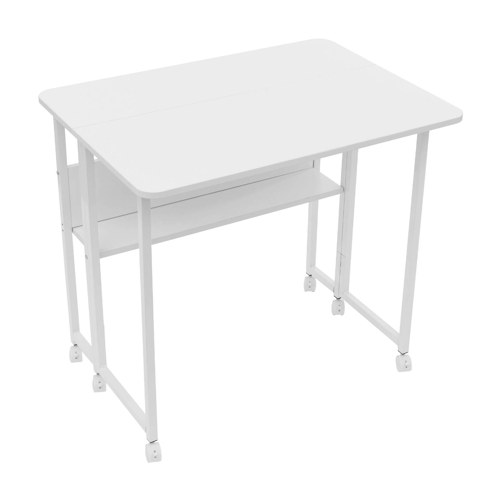 80*58 Cm Folding Desk Small Rolling Desk With Storage Shelf For Computer Desk