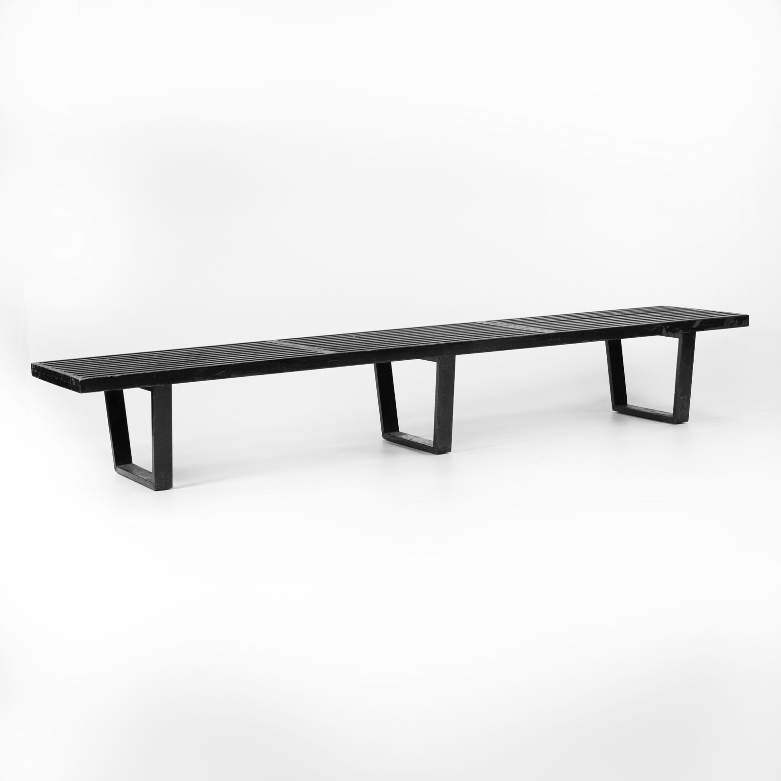 Rare George Nelson for Herman Miller 92 inch 4992 Slat Bench with Black Lacquer