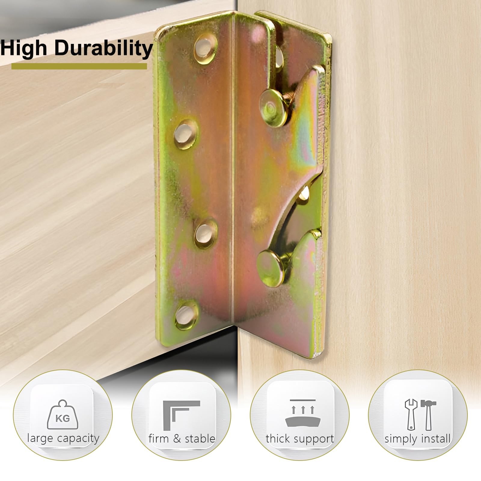 4 Pack Heavy Duty Bed Rail Brackets Bed Frame Hook Brackets for Headboard
