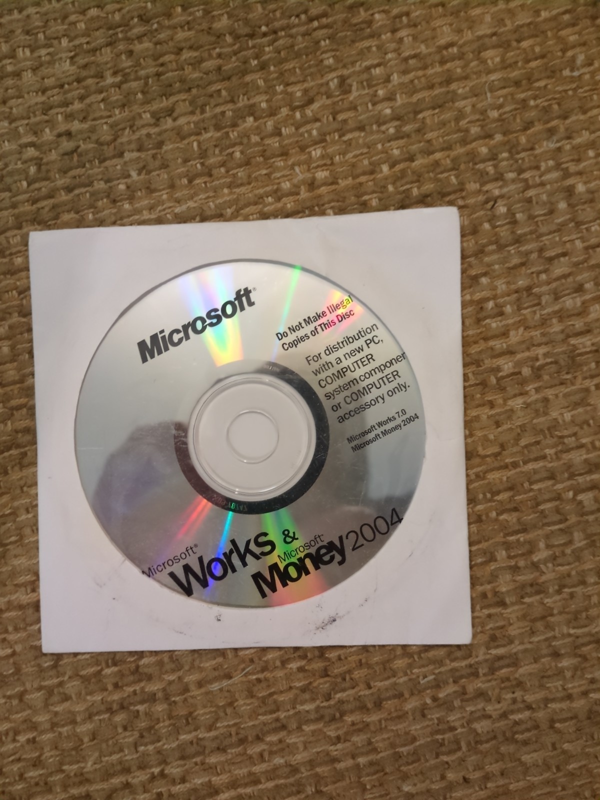 Microsoft Works 7.0 PC Software CD OEM HP X09-81230 Money 2004 Encarta Disc