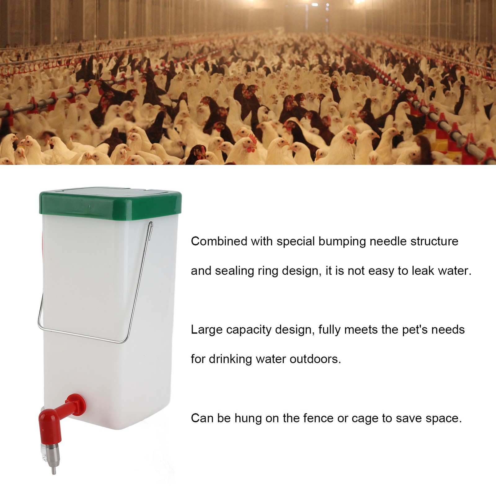 Hanging Chicken Nipple Waterer 1L Leak Proof Poultry Drinker