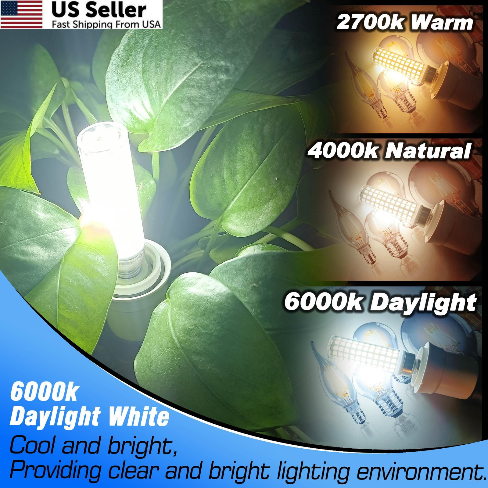 Heifymi E17 LED Light Bulb 10 Watt Equivalent 100W E17, 6000k Daylight White