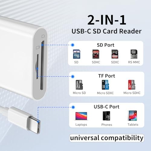 USB C SD Card Reader for Iphone 15 16/Ipad/Macbook/Mac,Type C Memory Trail Camer
