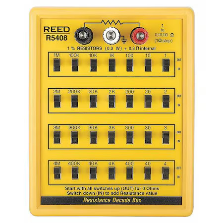 REED INSTRUMENTS R5408 Resistance Decade Box, 3 Binding Posts