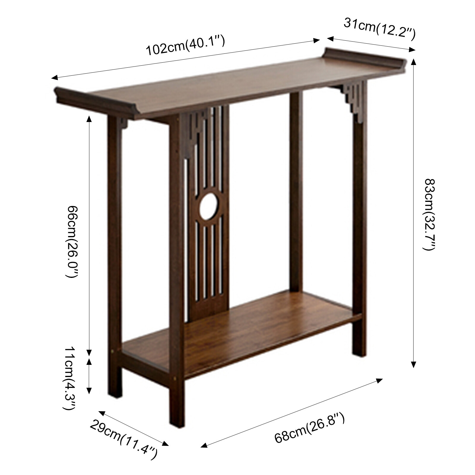 Chinese Style Vintage Console Table Sofa Side Table Bamboo Shelf Entryway Table