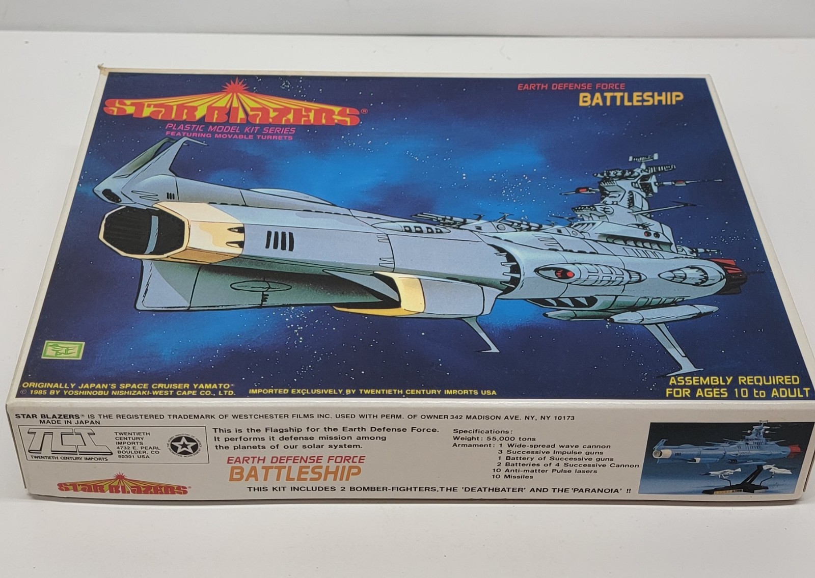Vintage 1985 Star Blazers EDF Battleship Model Kit 36093 Bandai TCI Open Box