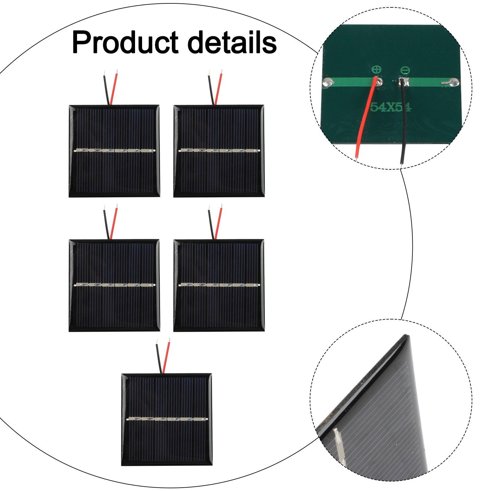 5PCS Waterproof Solar Panels with Wire for Reliable Outdoor Performance