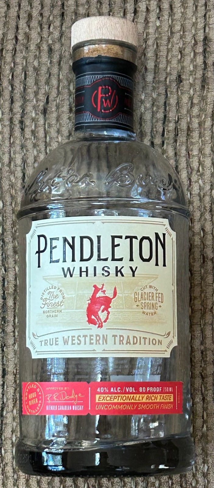 Pendleton Canadian Whisky Bottle  .750 - unrinsed