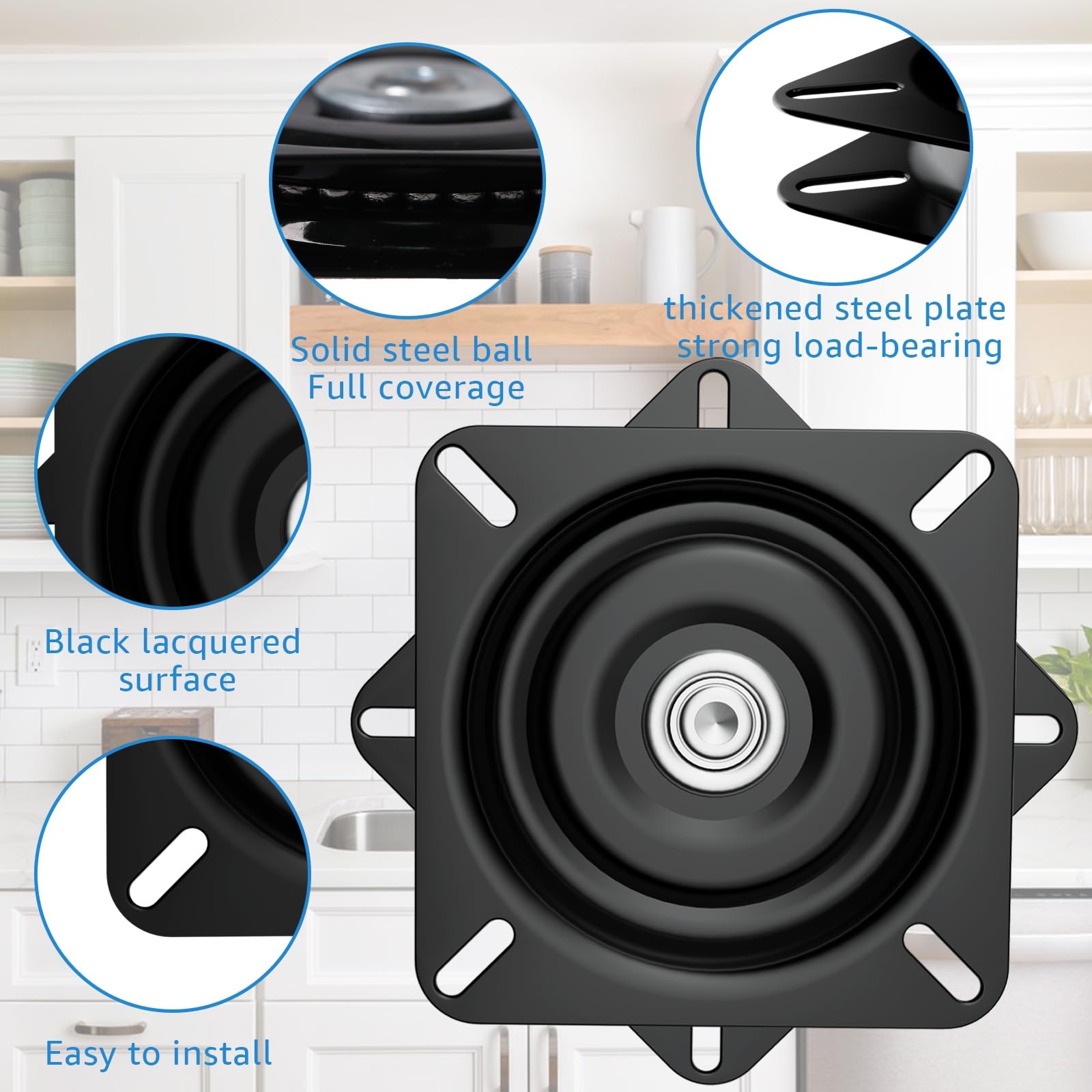 2 PCS 6 Inch HeavyDuty Square Bar Stool Rotating Plate Replacement 360 Base