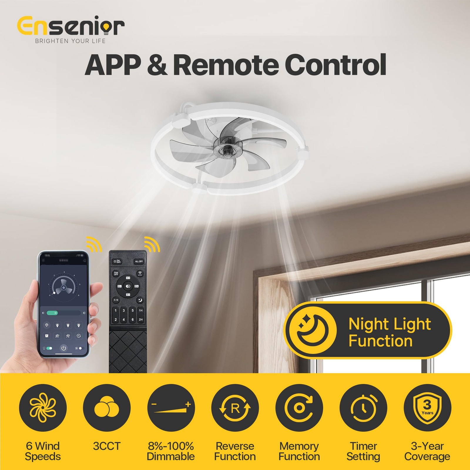 Ceiling Fans with Lights and Remote, 20" Low Profile Ceiling Fan Flush Mount,...