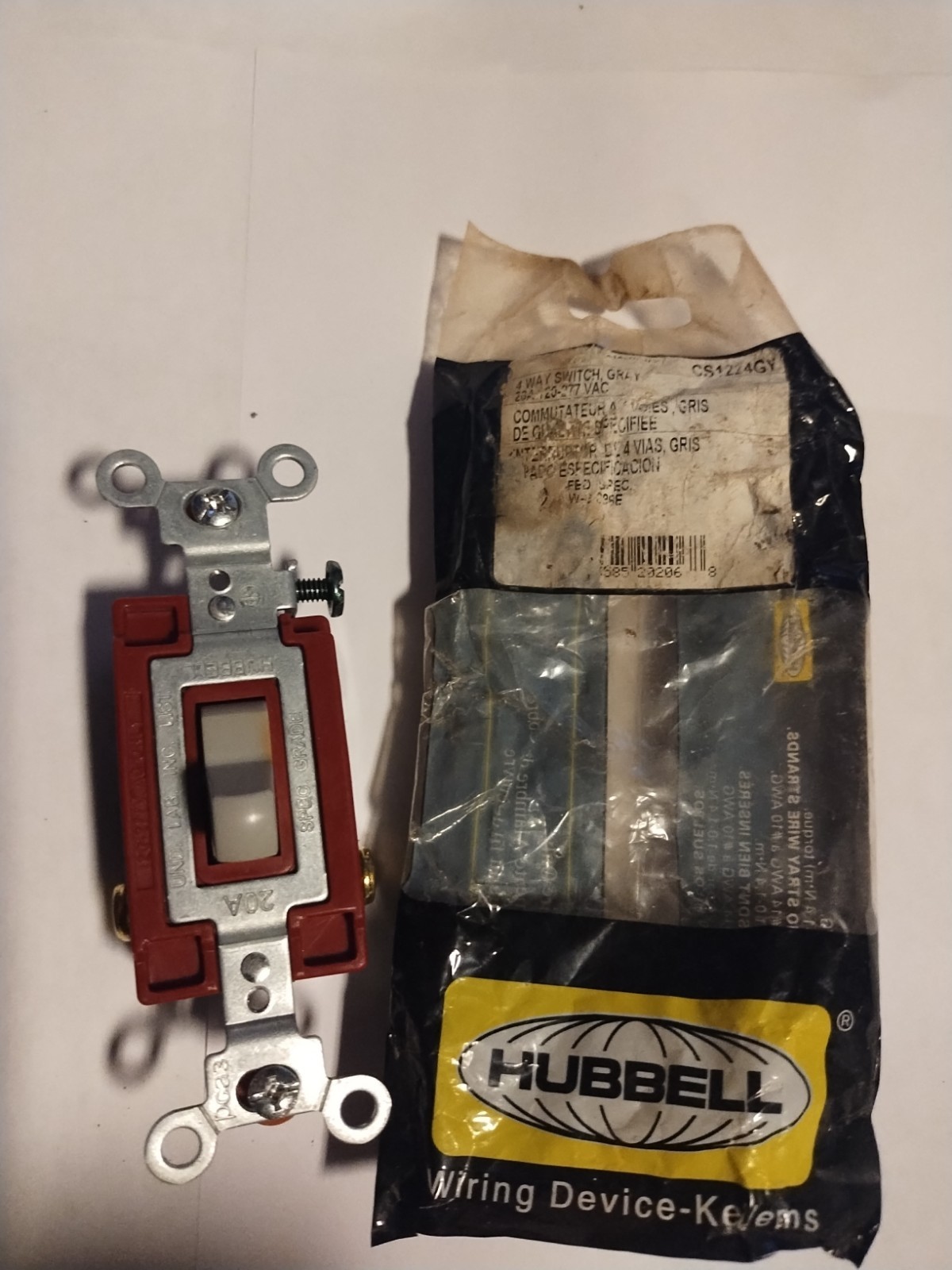 LOT Of 3 Hubbell CS1224W Commercial Grade Switch, 4 WAY, 20 AMP, 120/277V, Gray