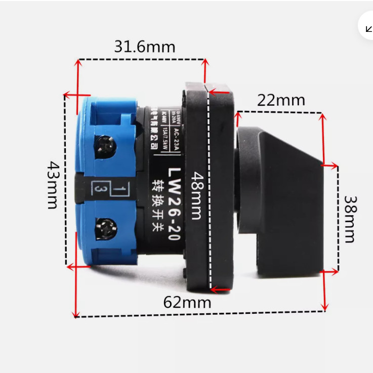 Milling Machine Forward Reverse Switch LW-26 CNC Mill Lathe Tool