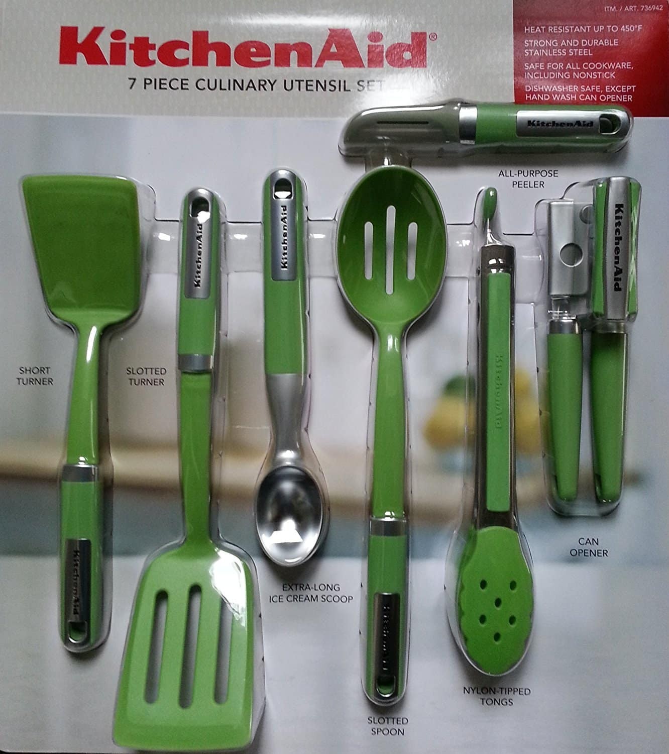KitchenAid Cook's 7 Piece Culinary Utensil Set (Green)