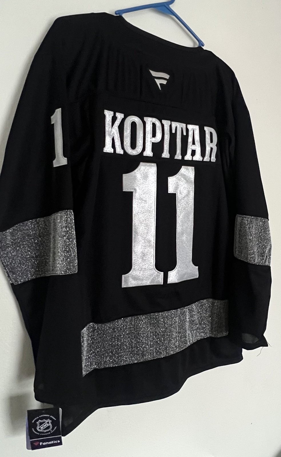 Los Angeles Kings #11 Anze Kopitar Black and Silver Hockey Jersey Men's XL (54)