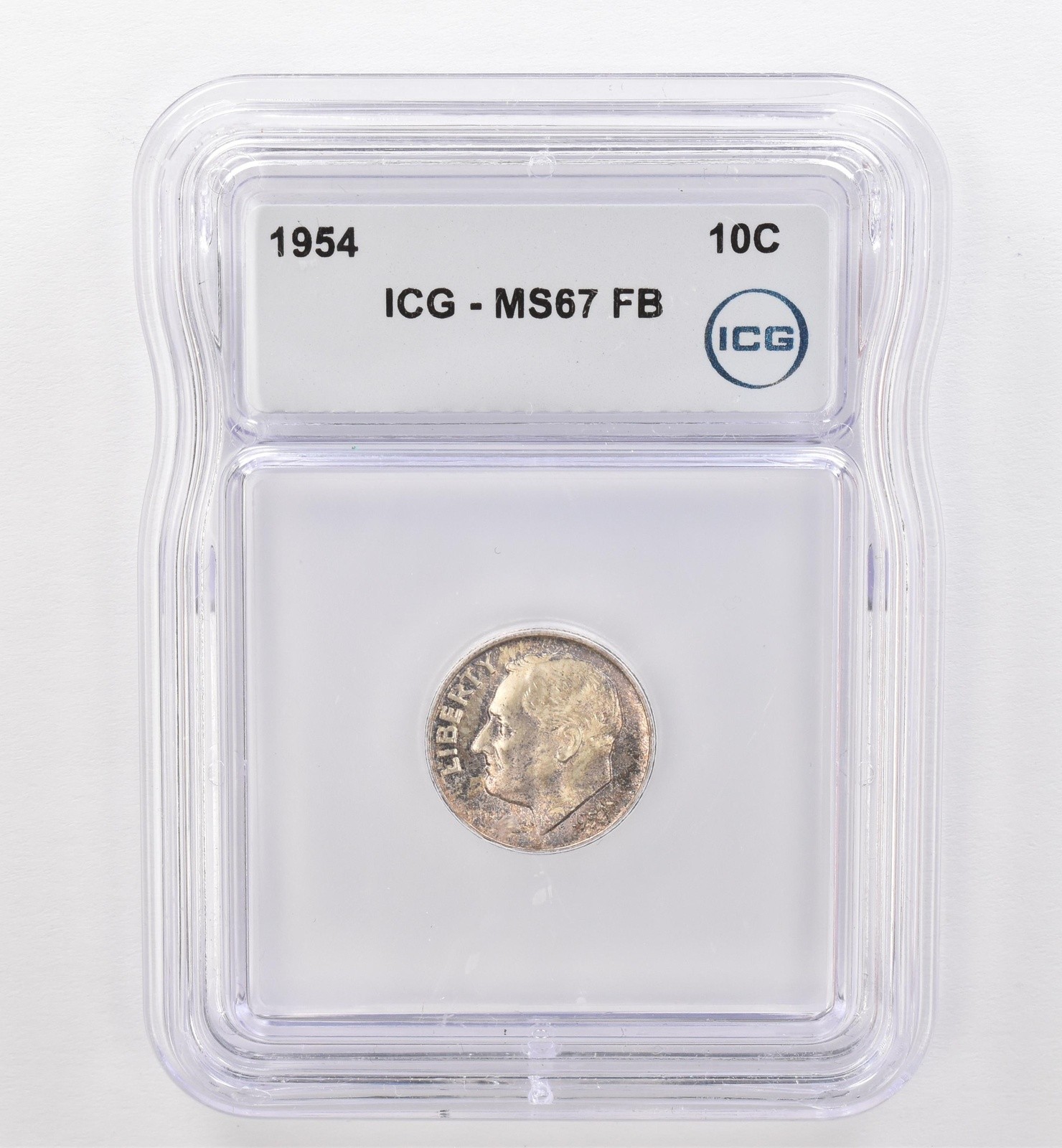1954 Roosevelt Dime MS67 FB ICG Peripheral Tone *9508