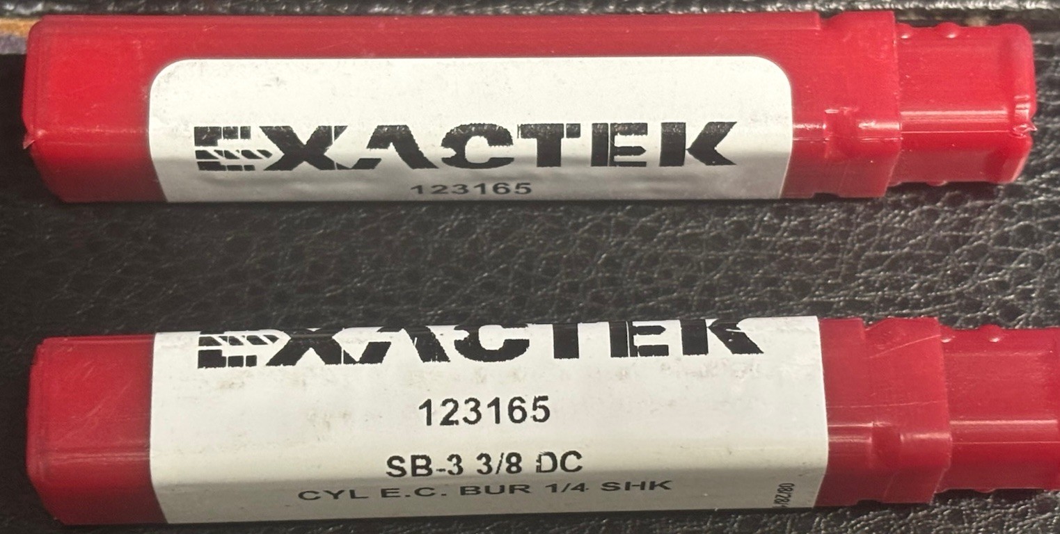 EXACTEK SB-3 3/8" X 3/4" Cylindrical End Cut Carbide Bur 1/4" Shank X 2 Bits